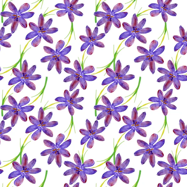 Vzor bezešvé akvarel s fialové květy. — Stock fotografie