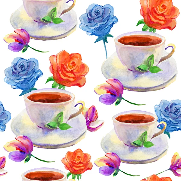 Cups and flowers. — Stock Photo, Image
