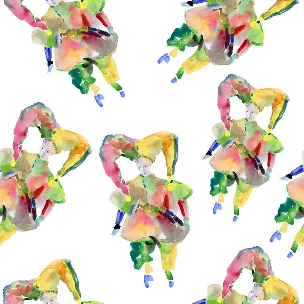 Harlequin. watercolor seamless pattern