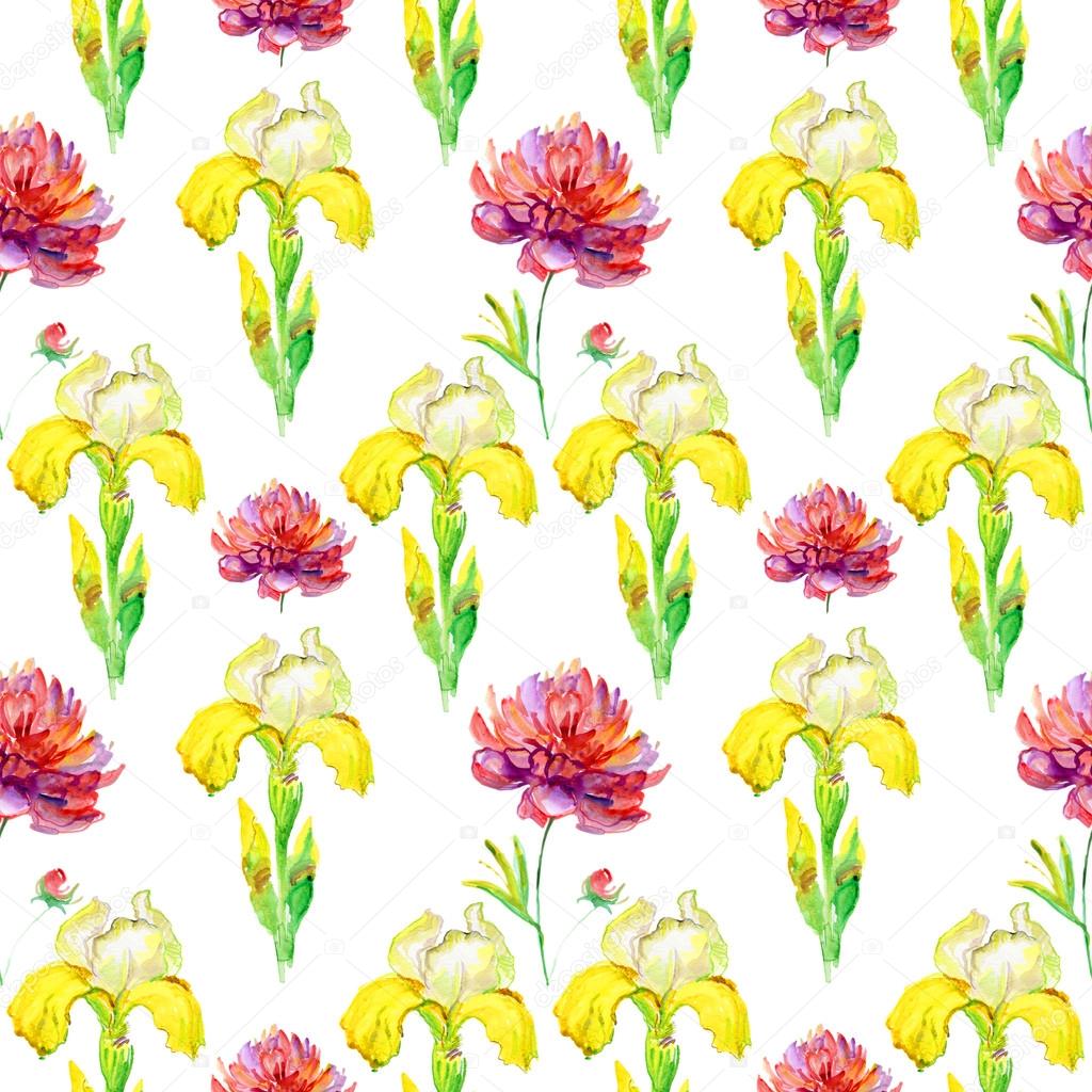 アイリスと牡丹の花とのシームレスな壁紙 ストック写真 C Olies