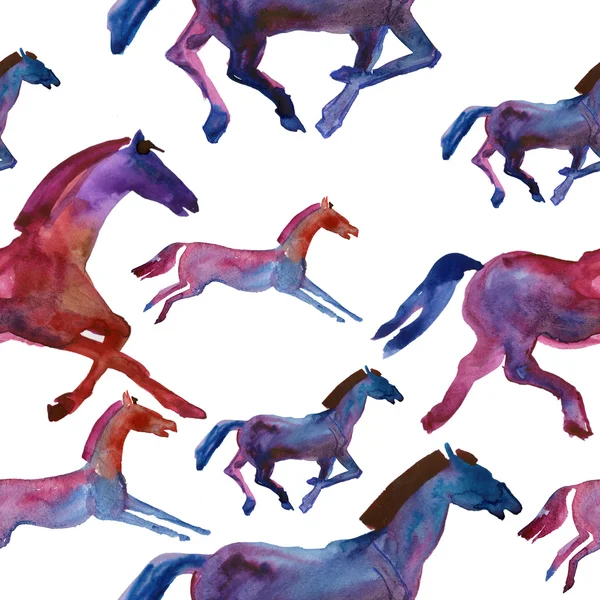 Seamless Pattern Composed Running Horses — Stock Photo, Image