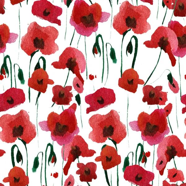 Poppies Seamless Pattern Background Isolated — Stock Photo, Image
