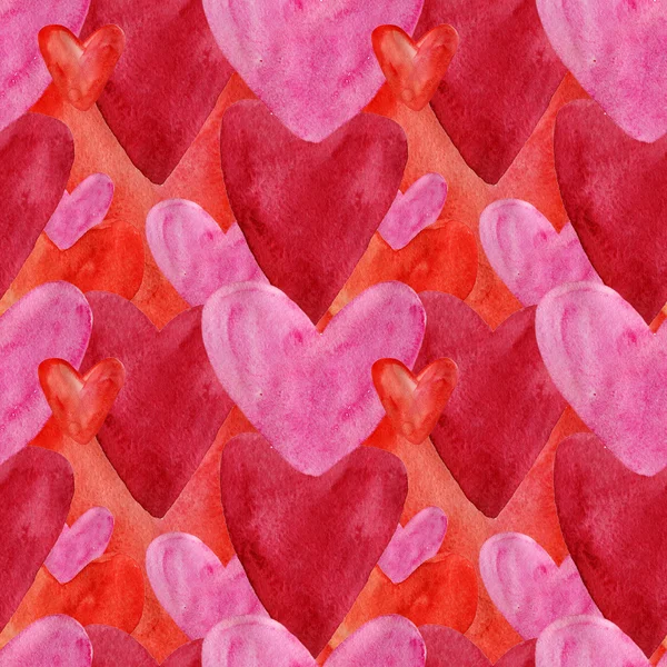 Watercolor heart pattern. — Stock Photo, Image