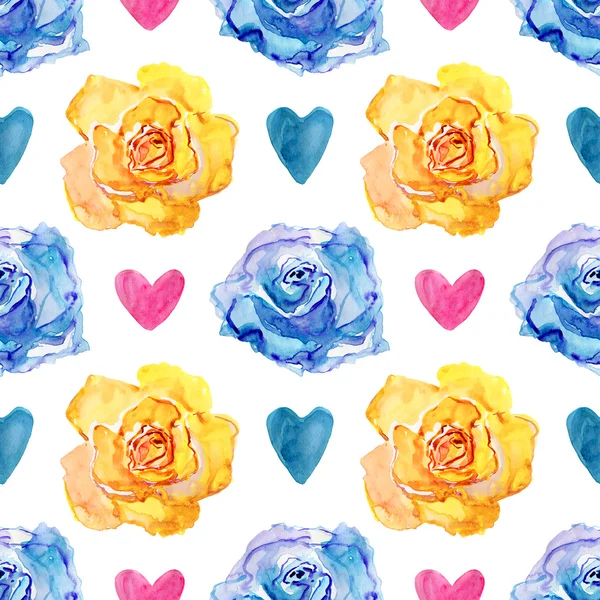 黄色和蓝色的玫瑰 — 图库照片