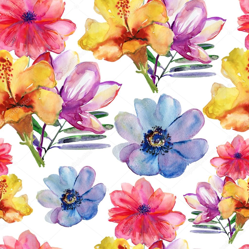 Wallpaper with wild flowers