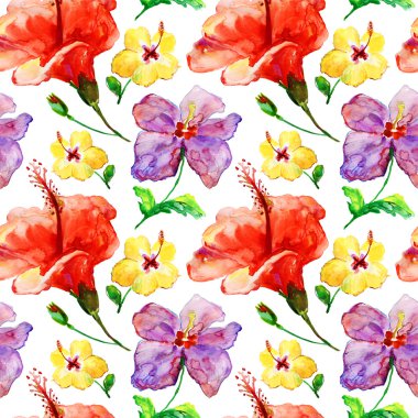 Sarı ve kırmızı ebegümeci ile desen