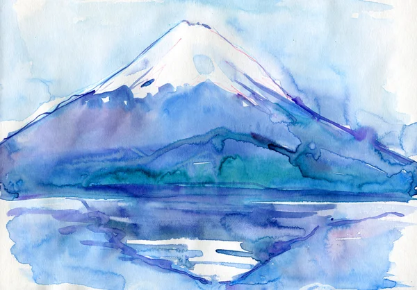 Watercolor original painting of Fuji — Stock Photo, Image