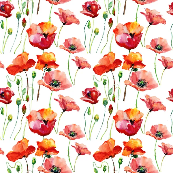 Ilustración de flores estilizadas de amapola Imagen de stock