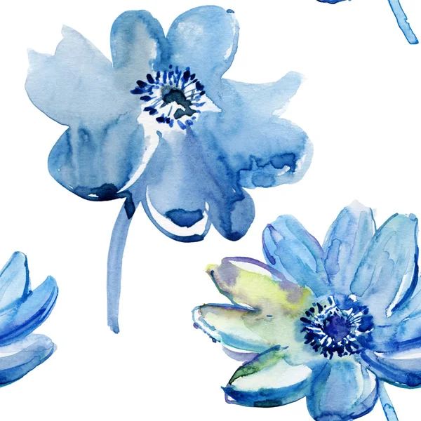 Fondo de pantalla sin costuras con flores azules de verano — Foto de Stock