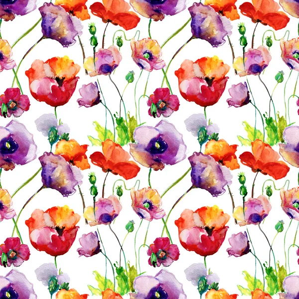 Stylized Tulips and Poppy flowers — Stock Photo, Image