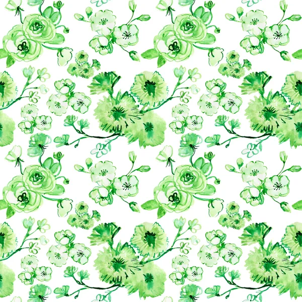 Зеленые цветочные силуэты — стоковое фото