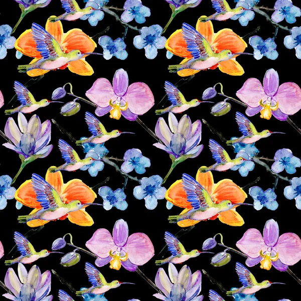 Aquarel patroon van exotische bloemen — Stockfoto