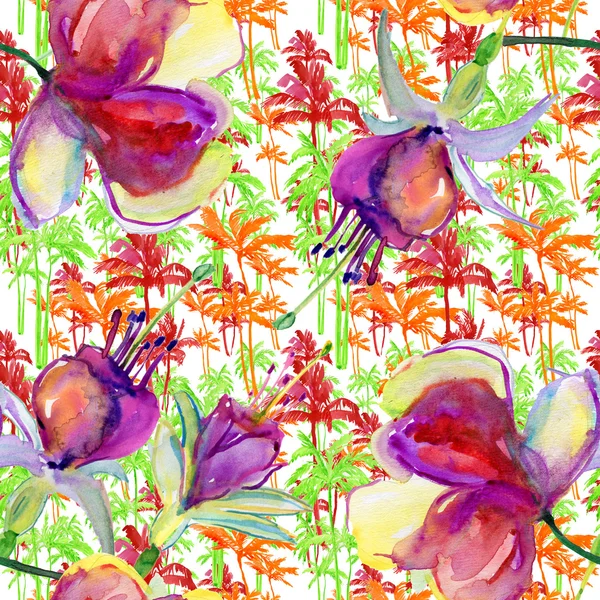 Seamless pattern, tropical flowers — Stock Photo, Image