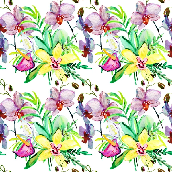 Pattern with orchids flowers — Stock Photo, Image