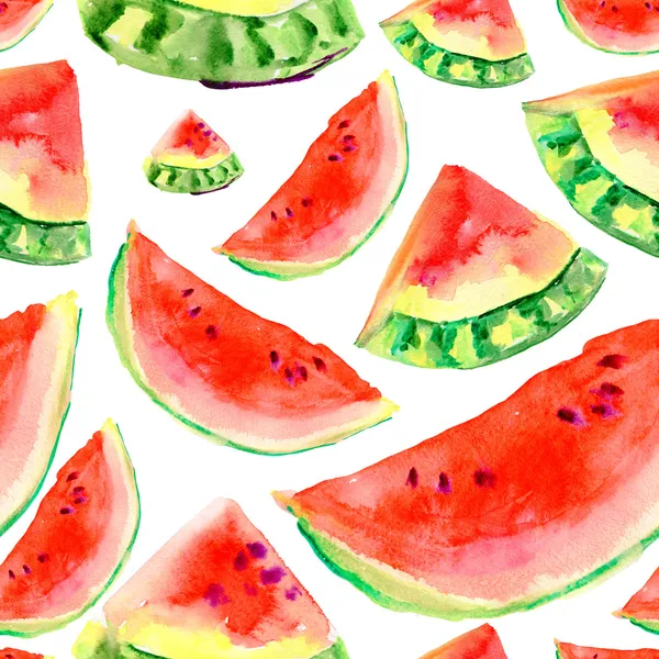 Watercolor  pattern with watermelons
