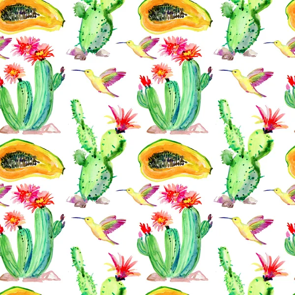 Naadloze cactus print patroon achtergrond — Stockfoto