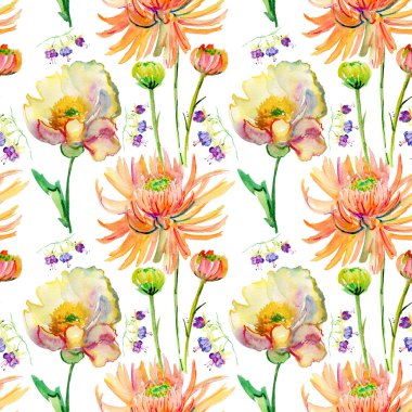 Dikişsiz suluboya çiçek resimleri