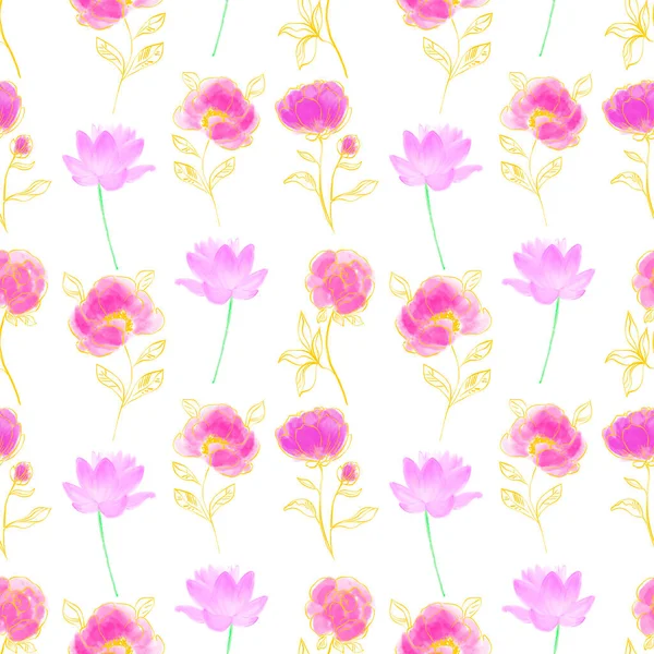 Pink Flowers Seamless Pattern Design — Stock Photo, Image