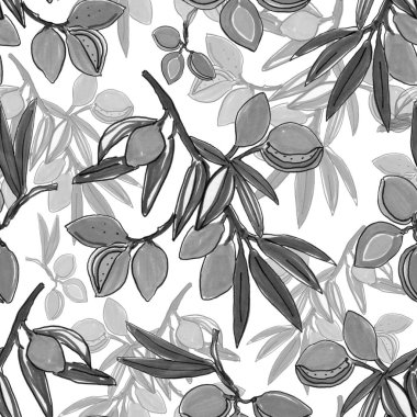 Bademli kusursuz bir arka plan. Arkaplan için badem fıstığı çiziliyor.