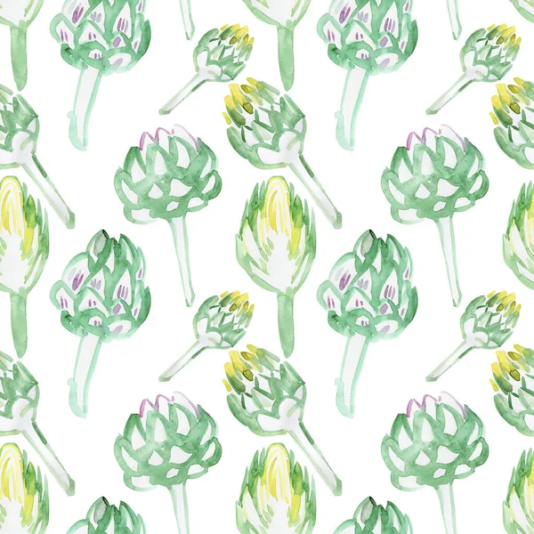 Seamless Pattern Watercolor Flowers Hand Drawn Illustration — Stock Photo, Image