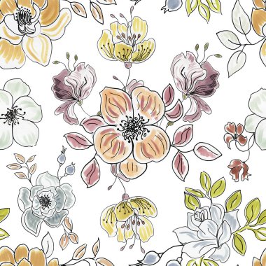 Çiçeksiz desen. vektör illüstrasyonu