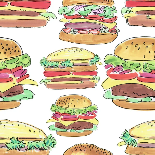 Nahtloses Muster Der Sandwiches Illustration — Stockfoto