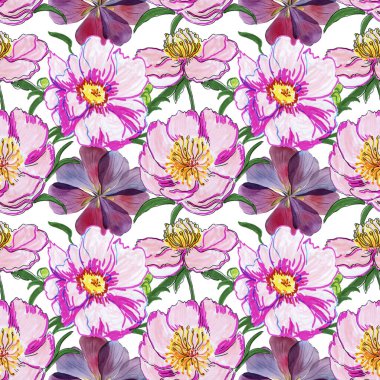  Çiçek deseni. El çizimi çizimi, suluboya çizimi