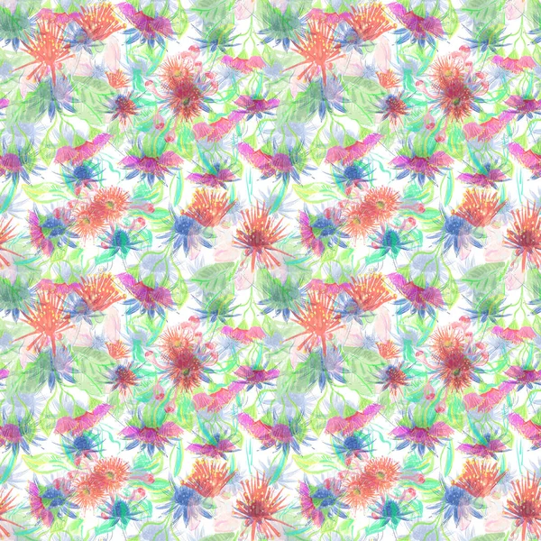 Blumenmuster Handgezeichnete Skizze Aquarell Illustration — Stockfoto
