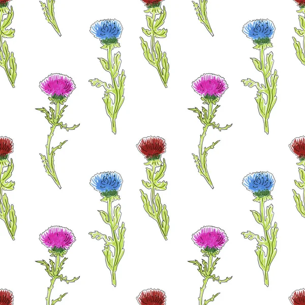 Motif Floral Croquis Dessiné Main Illustration Aquarelle — Photo