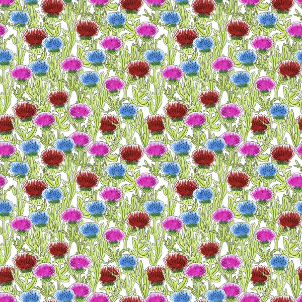 Blommönster Handritad Skiss Akvarell Illustration — Stockfoto
