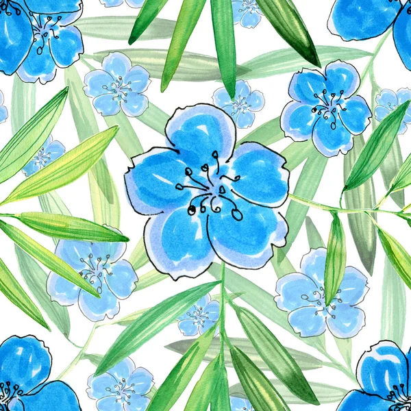 Motif Floral Croquis Dessiné Main Illustration Aquarelle — Photo