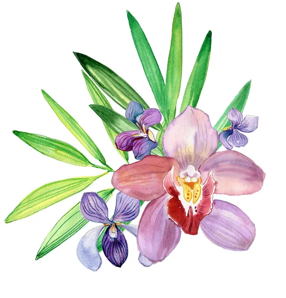 Blommor Handritad Skiss Akvarell Illustration — Stockfoto