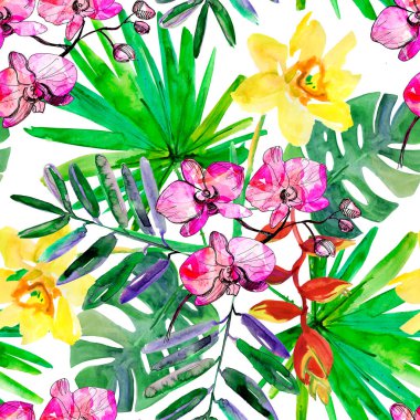  Çiçek deseni. El çizimi çizimi, suluboya çizimi