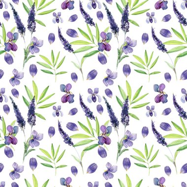 Elle çizilmiş çiçeklerle sulu boya deseni.