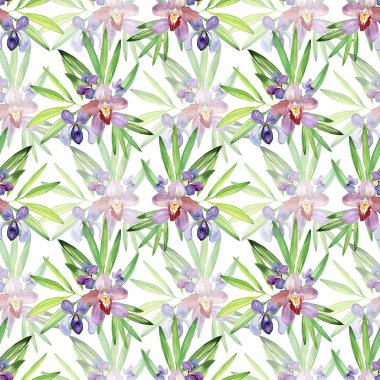 watercolor seamless pattern with flowers, vector illustration