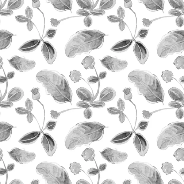 Seamless Pattern Hand Drawn Leaves Watercolor Illustration — Stock Photo, Image