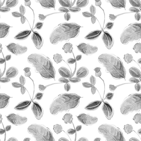 Seamless Pattern Hand Drawn Leaves Watercolor Illustration — Stockfoto