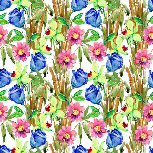 Watercolor Illustration Beautiful Floral Background Flowers — Photo