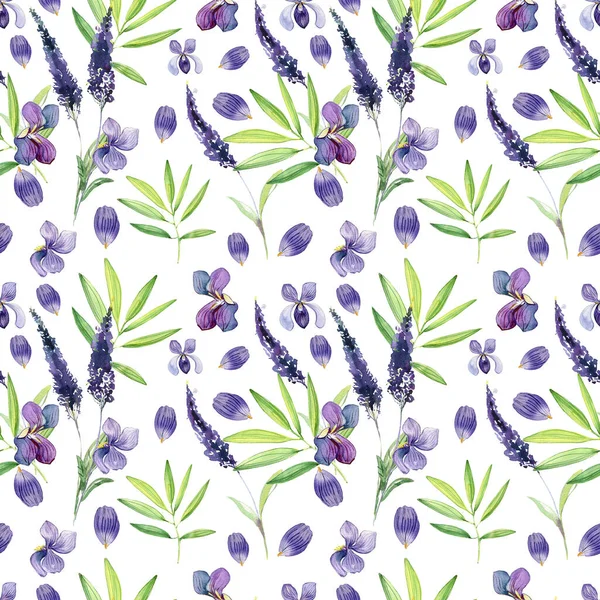 Watercolor Seamless Pattern Hand Drawn Flowers — Stock Photo, Image