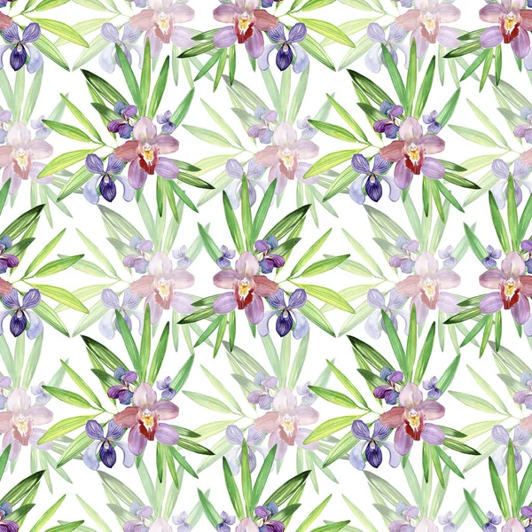 Watercolor Seamless Pattern Flowers Vector Illustration — Foto Stock