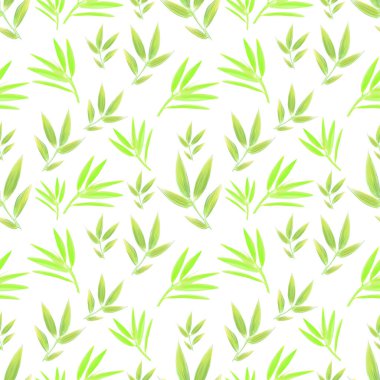 Yeşil yaprakları ile Seamless modeli. Suluboya resim 