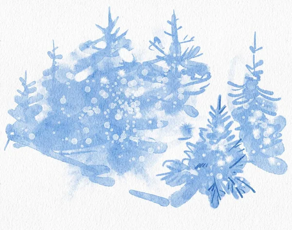 New Year Tree Winter Trees Ice Art Paper Xmas Background — Stockfoto