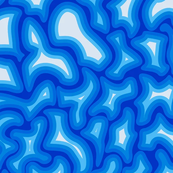 矢量图形是一种抽象的正方形组合 其模糊的混沌曲线和蓝色趋势半色调的斑点 — 图库矢量图片