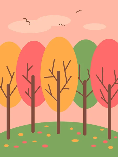 Gráficos Vetoriais Uma Bela Paisagem Com Árvores Brilhantes Coloridas Fundo —  Vetores de Stock