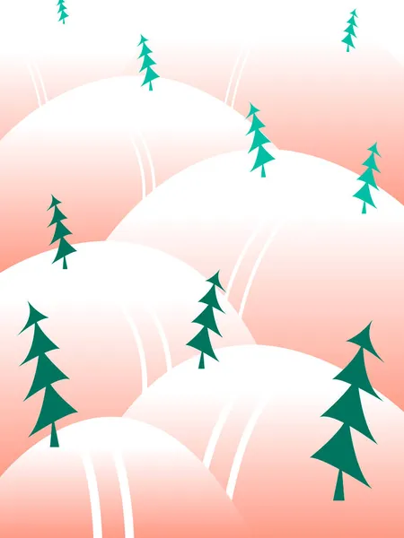 Gráficos Vetoriais Paisagem Inverno Com Colinas Nevadas Uma Pista Esqui —  Vetores de Stock
