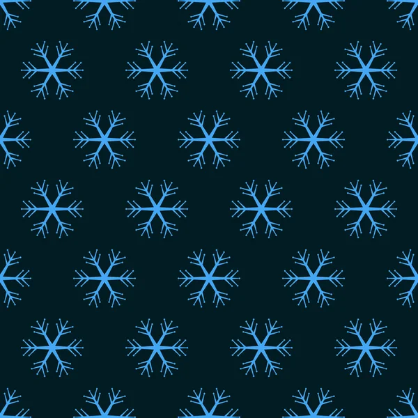 Vector Graphics Seamless Winter Pattern Blue Snowflakes Dark Background Concept — Stock Vector