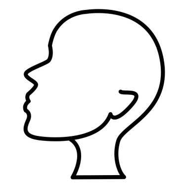 Vektör grafikleri - profil olarak vektör portresi - beyaz arkaplanda siyah bir çizgi ile erkek kafasının yakın çekimi. Avatar kavramı