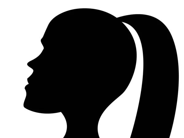 Vector Graphics Black Silhouette Female Head Ponytail Her Head Profile — Stock Vector