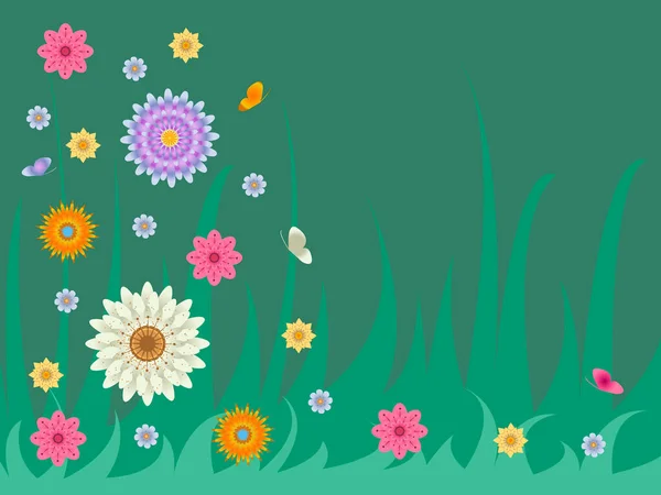 Vector Illustration Ist Eine Wunderschöne Postkarte Mit Dekorativen Blumen Gras — Stockvektor