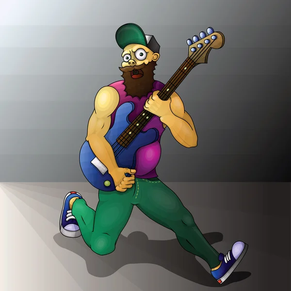 Izgaralı gitar ile müzisyen